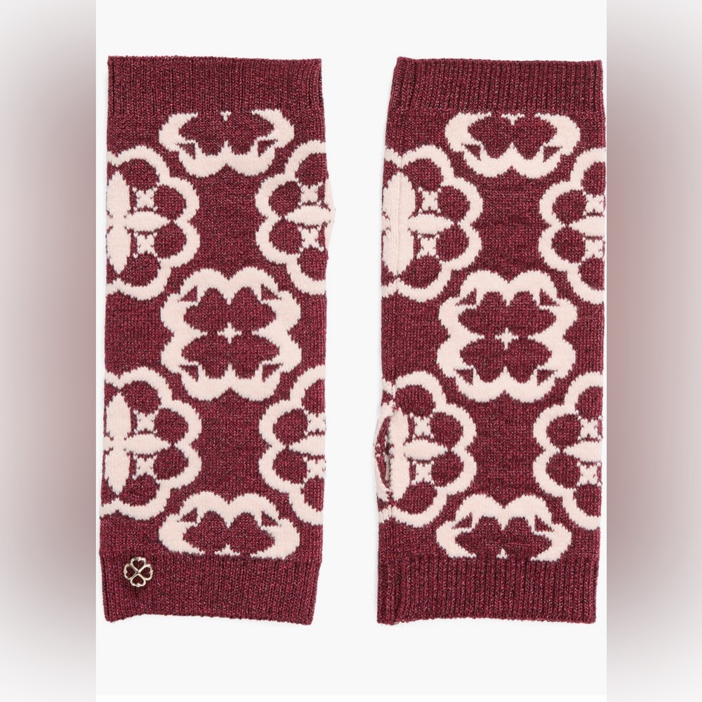 Kate Spade Arabesque Knit Arm Warmers in English Rose (Burgundy)